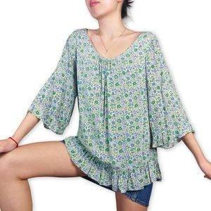Cynthia Rowley Ditsy Floral Cottagecore Ruffle Blouse Size M